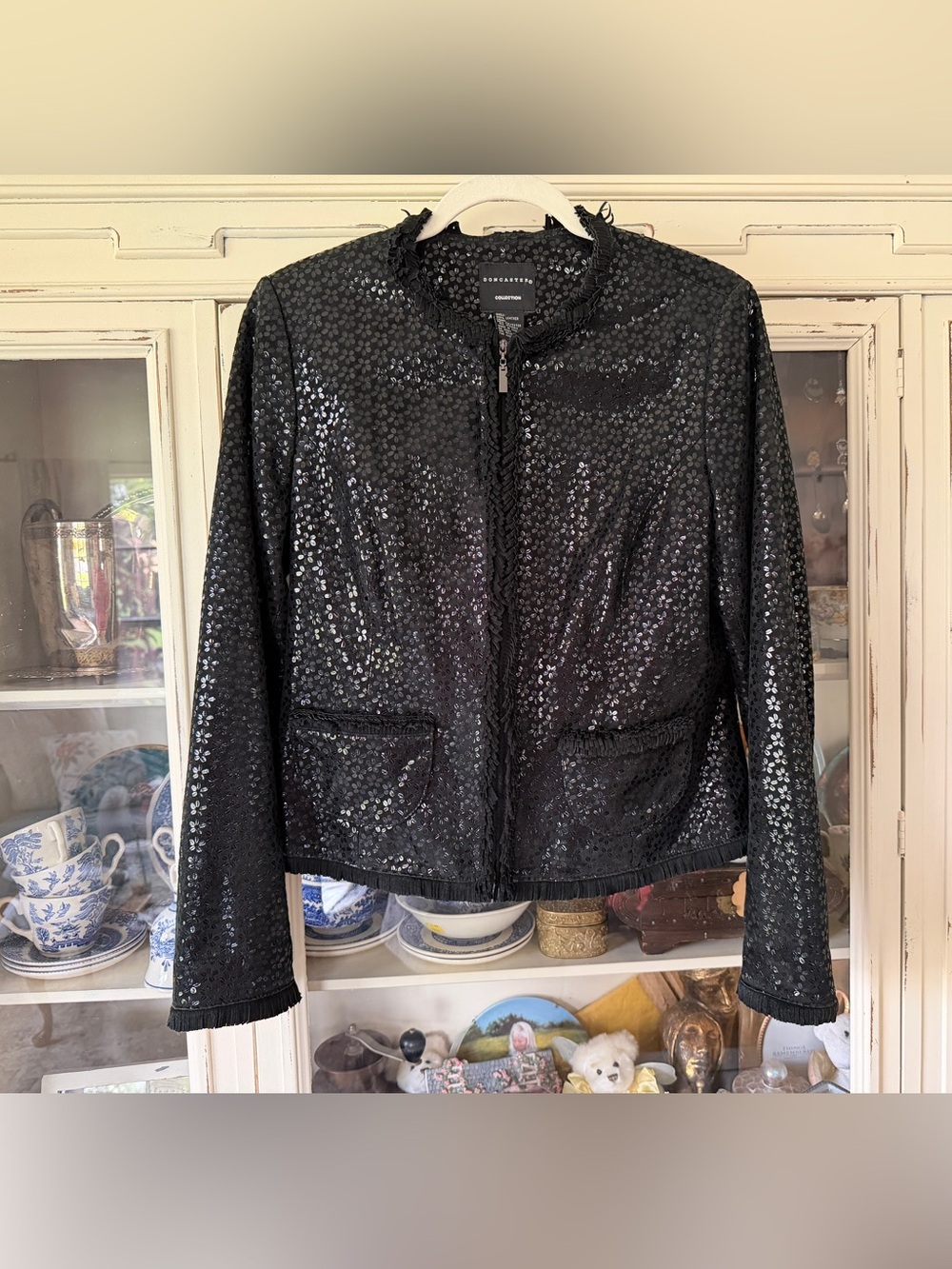 Doncaster Black Sequin Zip-Front Jacket